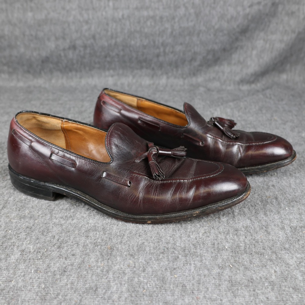 Vintage Johnston & Murphy Shoes Mens Size 10.5 Brown Leather Tassel Loafer Dress